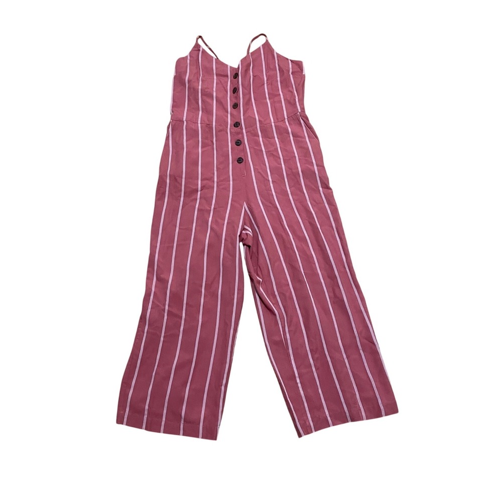 Gap Women's 16 Red Pink Stripe Tie Back Cami Jumpsuit Wide Leg Rayon Coastal‎